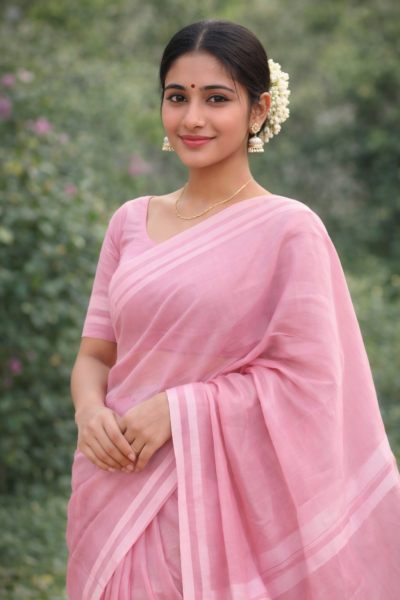 প্রিমিয়াম সিনথেটিক মসলিন শাড়ি - ১২০ কাউন্ট সুতি বুনন