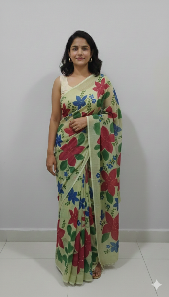 হ্যান্ড প্রিন্ট শাড়ি-565